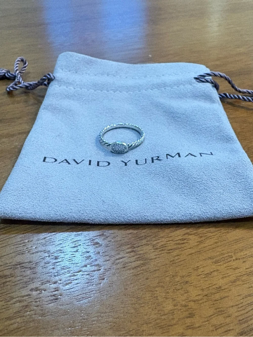 David Yurman Sterling Cable Ring with Pavé Diamond Oval